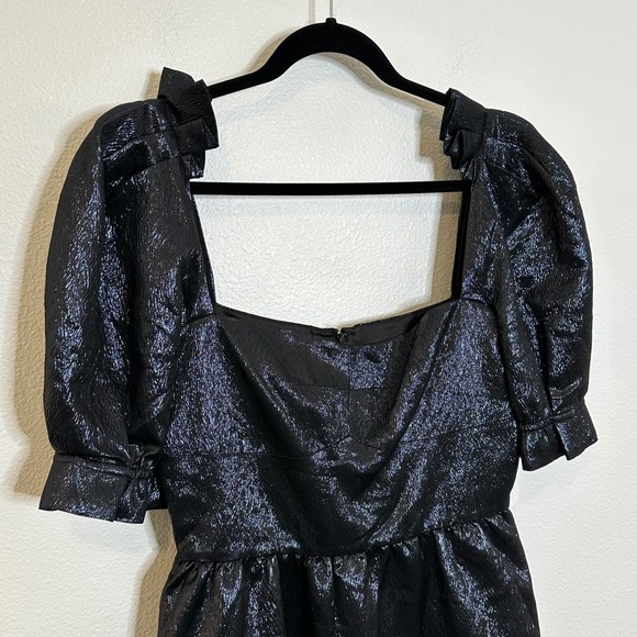 saloni metallic midnight rachel d dress Rachel D Dress In Metallic Midnight by Saloni at THE MILE